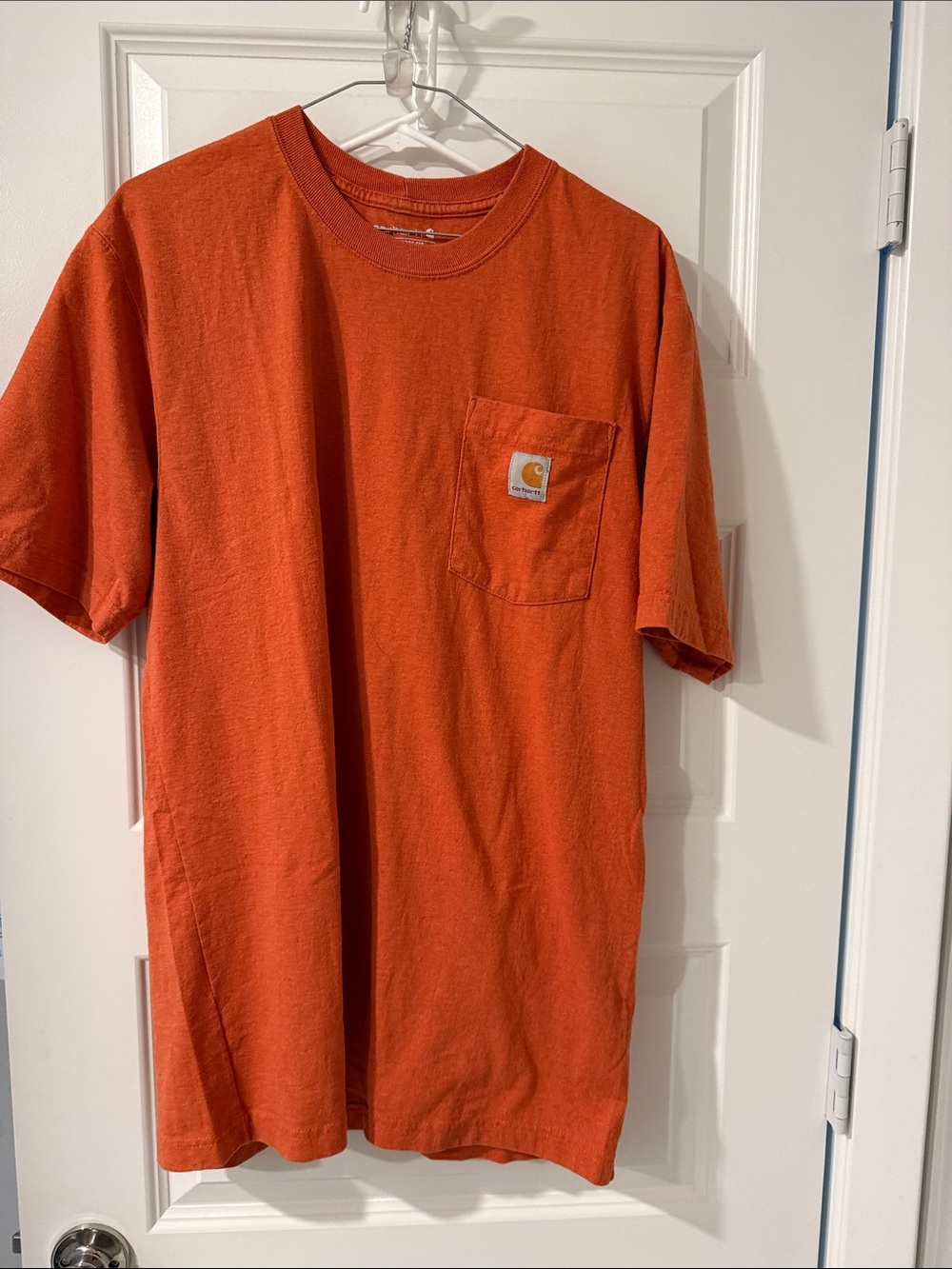 Carhartt Rust Orange Short-Sleeve Pocket Tee mens medium M loose fit logo worker